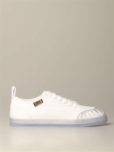 fendi white sneakers women|Fendi white canvas sneakers.